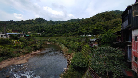 The view of the river in the valley