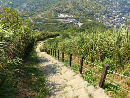 The hiking trail on the mountain in New Taipei in Taiwan