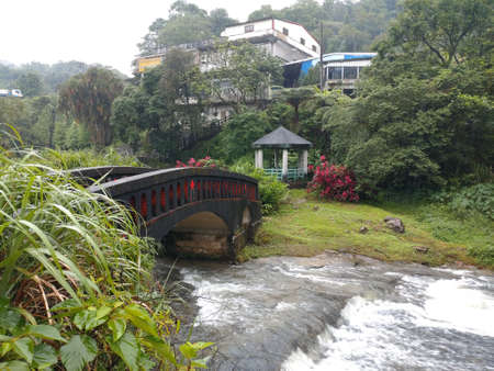 The waterfall with rich water after rainingの写真素材