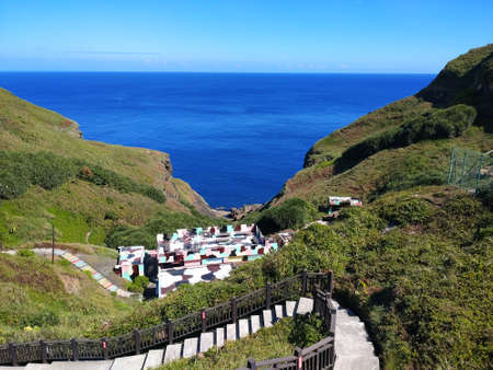 The landscape of hiking trail on the hillの写真素材