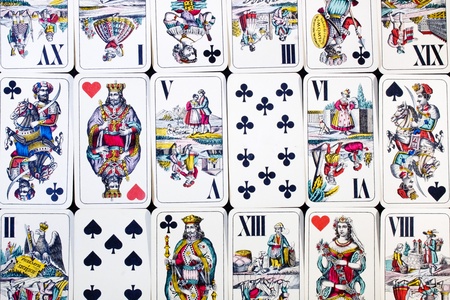 Closeup of some hungarian playing cards. Also called Doppeldeutsche, William Tell or Four Seasons...