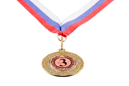 medal for 3rd place, isolated on white backgroundの写真素材