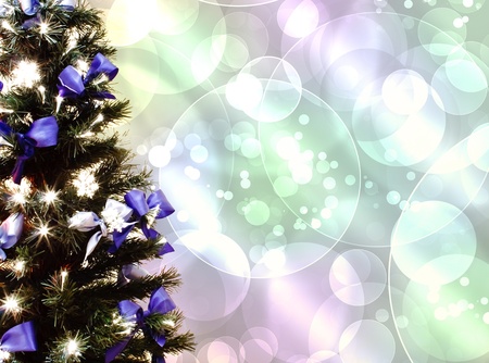 decorated Christmas tree on a white backgroundの写真素材