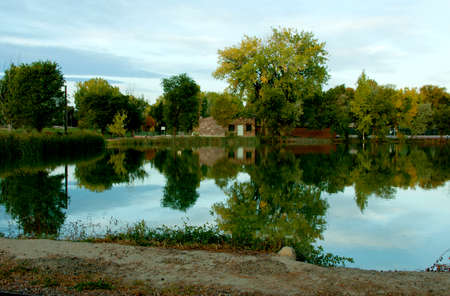 Reflection in Pondの写真素材