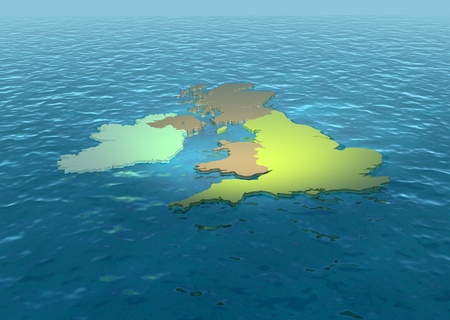 A 3D map of United Kingdom on the sea 2の写真素材