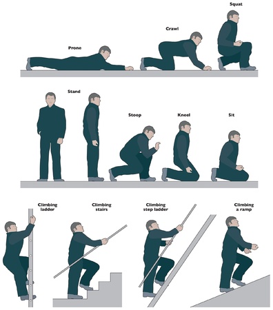 Workmen, various side view posesのイラスト素材