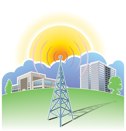 Wireless communications, radio mastのイラスト素材