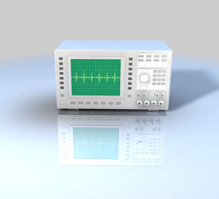Oscilloscope on reflective surfaceの写真素材