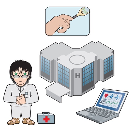 Health care, medical treatment, hospital tests and private medicineのイラスト素材