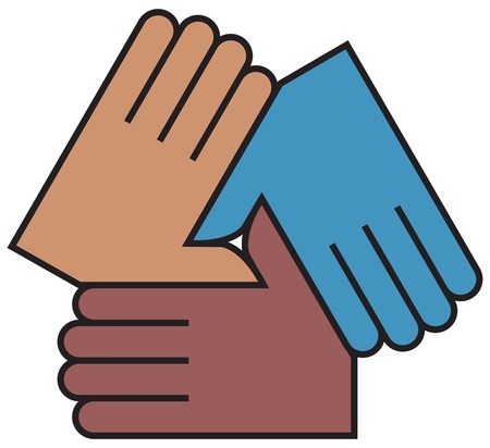 Hands coming together, linking, partnershipsのイラスト素材