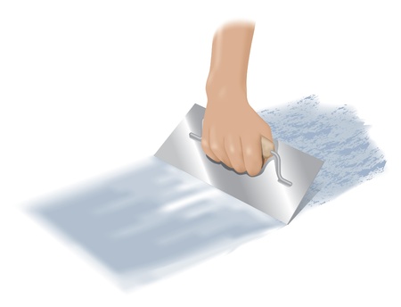 Plastering with a trowelのイラスト素材