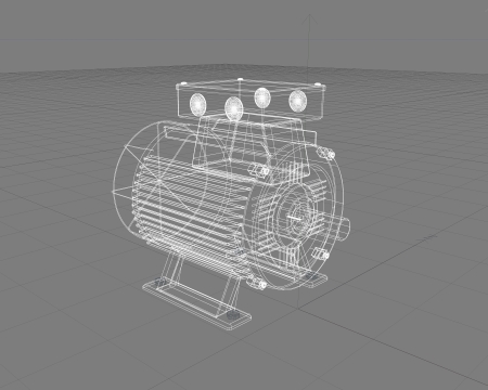Electric motor wireframe illustration