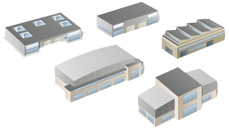 Vector industrial buildings and factoriesのイラスト素材
