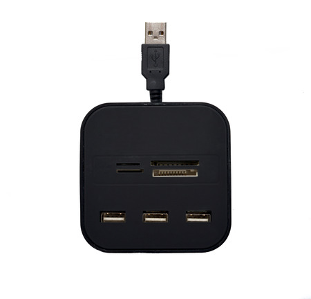 multi usb card reader isolated on whiteの写真素材