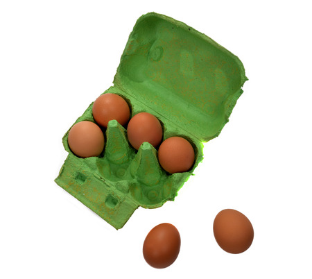 six eggs in protective boxの写真素材