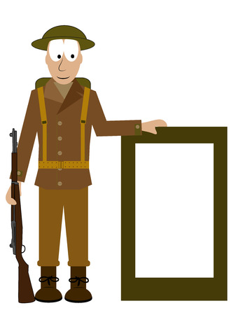 American soldier with m 1917 helmet shows a signsのイラスト素材