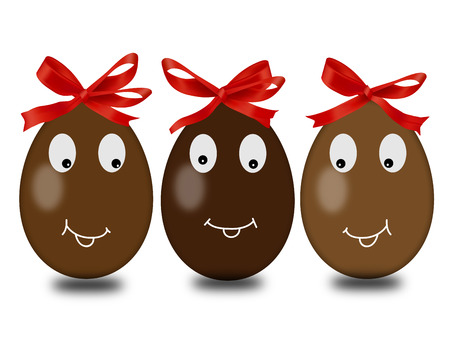 3 Easter chocolate eggs with red ribbonsのイラスト素材
