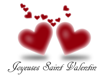 joyeuses Saint valentin with lot of heartsのイラスト素材