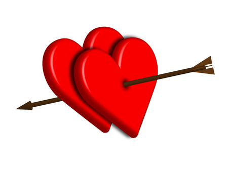 two hearts pierced by an arrowのイラスト素材