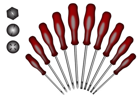 screwdriver set with a view of the screwのイラスト素材
