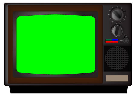 vintage color tv with a green screenのイラスト素材