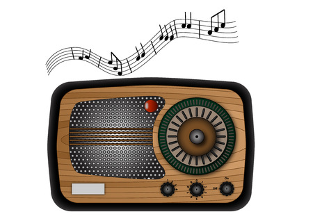 vintage radio with some music notesのイラスト素材
