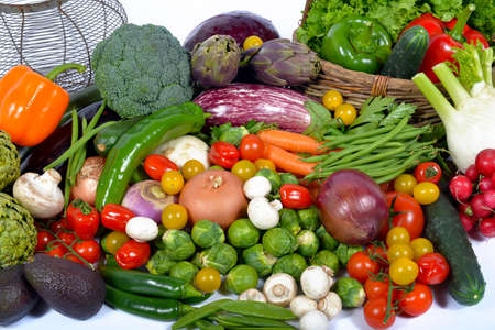different seasonal vegetables market on the white backgroundの写真素材