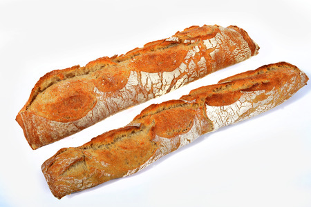 two differents bread on the white backgroundの写真素材