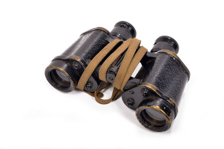 Military binoculars of the British army isolated on a white backgroundの写真素材