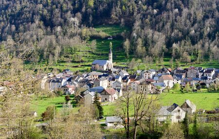 a small mountain village in the French Pyreneesの写真素材