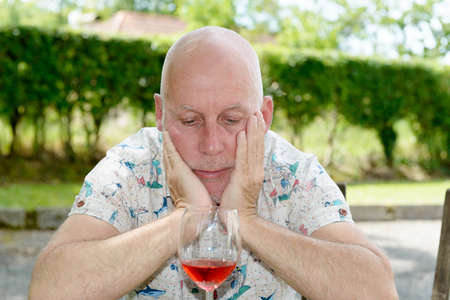 a portrait of a man wanted a glass of wineの写真素材