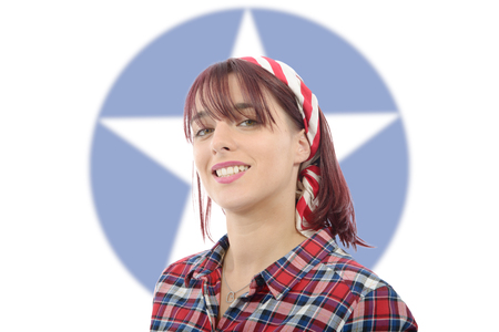 a portrait of beautiful young woman rockabilly styleの写真素材