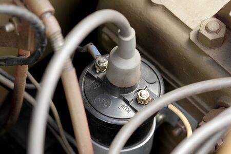 igniter coil of a vintage military vehicleの写真素材
