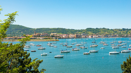 a view of the bay of Hendaye, Pyrenees の写真素材