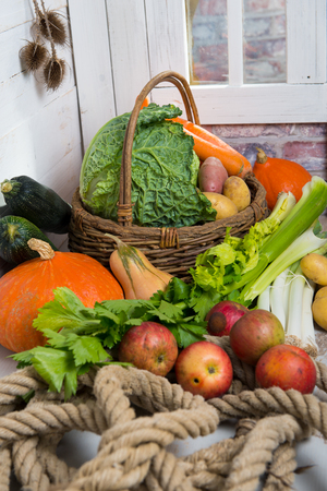 variety of raw vegetables to  cooking a french pot-au-feuの写真素材