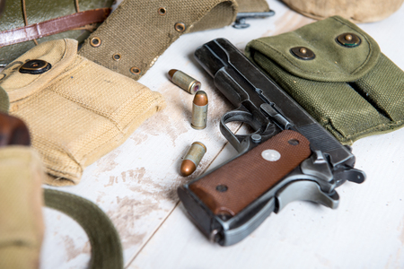 A handgun M1911 government with the ammoの写真素材