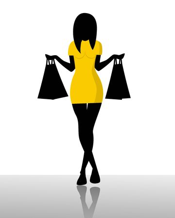 Young happy woman with the shopping bagsの写真素材