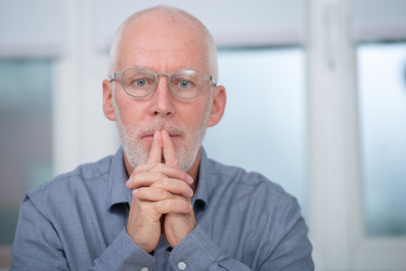a portrait of  handsome mature man with beardの写真素材