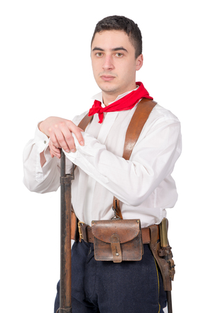a portrait of french resistant on the white backgroundの写真素材