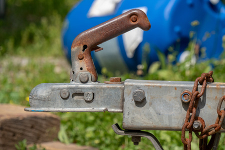 a close-up trailer hook for boats or otherの写真素材