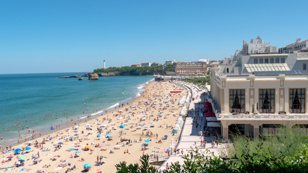 a panorama of the beach of Biarritz city, Franceの写真素材