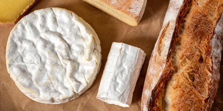 a Camembert cheese traditional Normandy French with breadの写真素材