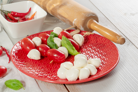 the ingredients for the preparation of the pizzaの写真素材