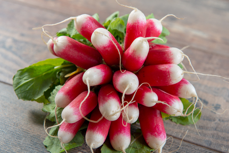 delicious radishes oranic brunch on a  rustic tableの写真素材