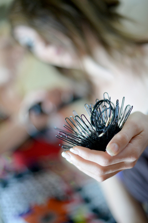 a close up of the hair pins, (defocus concept)の写真素材