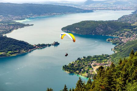 view of lake of Annecy, french Alps, Franceの写真素材