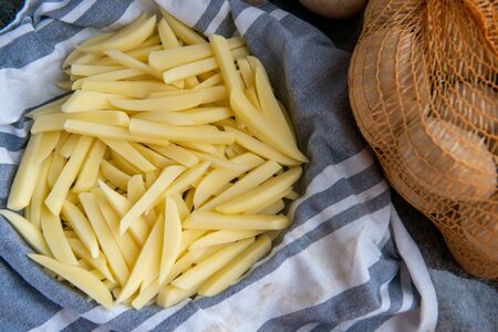 the raw french fries with organic potatoes