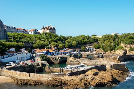 a small harbor, blue sky, Biarritz, Franceの写真素材