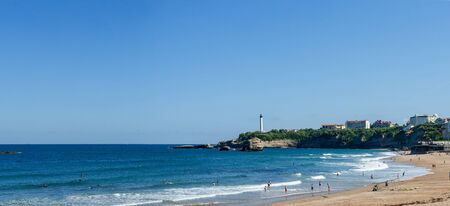 Biarritz Grande Plage (beach) in summer time, Franceの写真素材