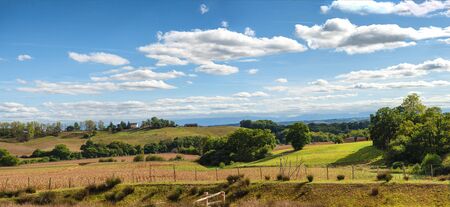 a view of the french countryside in the Pyrenees Atlantiquesの写真素材